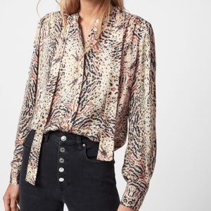[All Saints] Animal print button down blouse